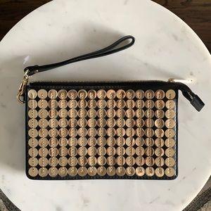 Michael Kors black wristlet with gold sequins